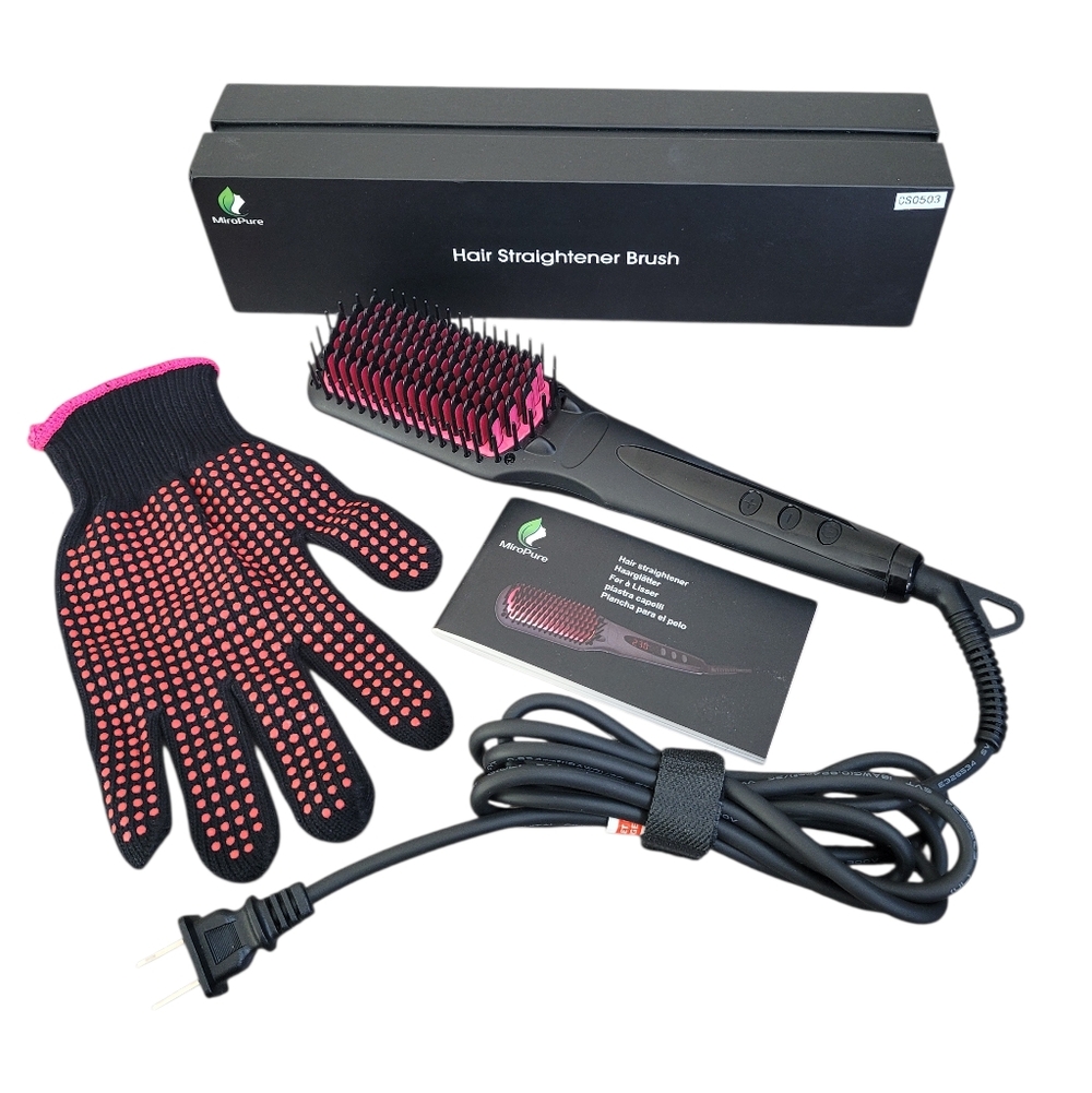 MIROPURE Black Ionic Hair Straightener Brush